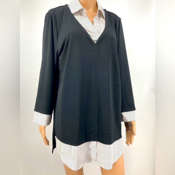 Karl Lagerfeld Paris Collared Layered Pullover Size XL - Picture 1 of 10